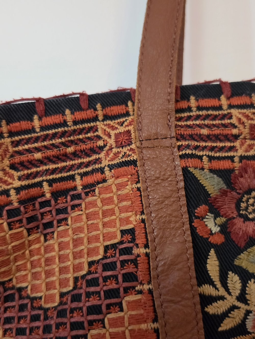Johnny Was - Bohemian Embroidered Tote Bag in Burnt Orange - Picture 3 of 7